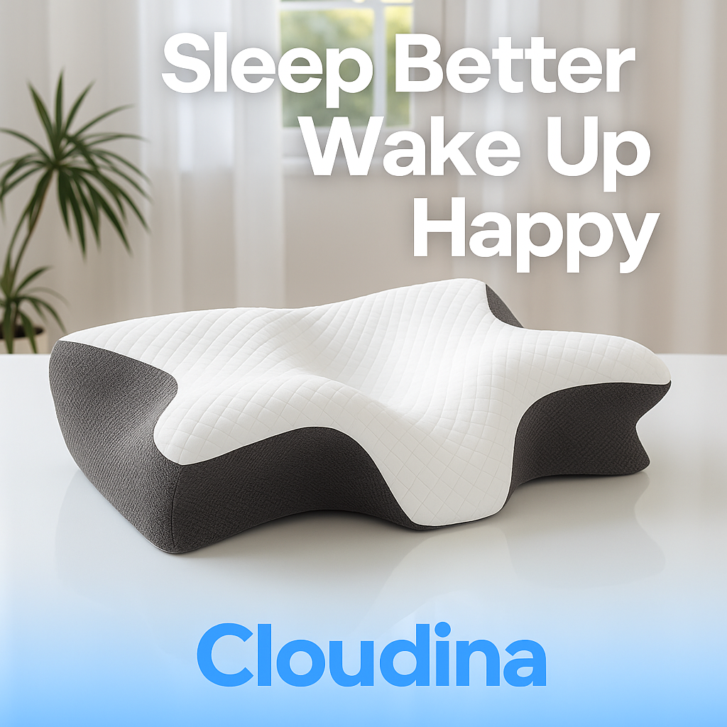 Cloudina Pillow 2.0 – Ergonomic Memory Foam for Deep, Pain-Free Sleep
