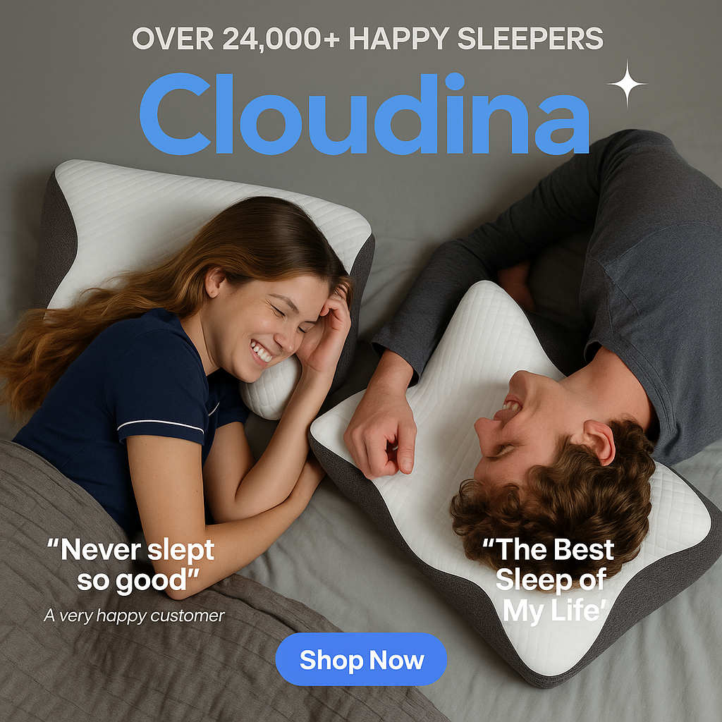 Cloudina Pillow 2.0 – Ergonomic Memory Foam for Deep, Pain-Free Sleep