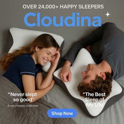 Cloudina Pillow 2.0 – Ergonomic Memory Foam for Deep, Pain-Free Sleep